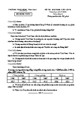 Đề thi học sinh giỏi môn Địa lý Lớp 8 - Năm học 2014-2015 - Phòng GD & ĐT Hạ Hòa (Có đáp án)
